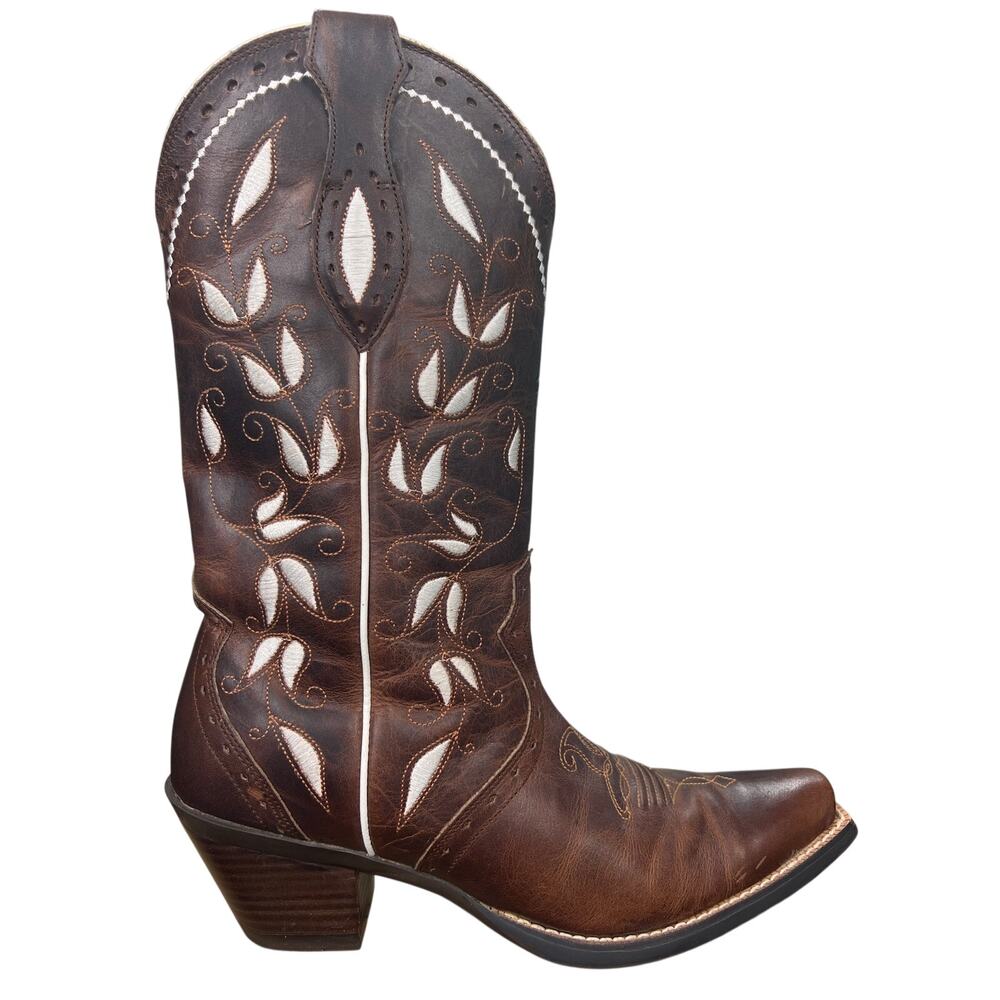 Ariat Women’s Sonora Bitterwater Brown Leather Inlay Cowgirl Boot Size 7.5